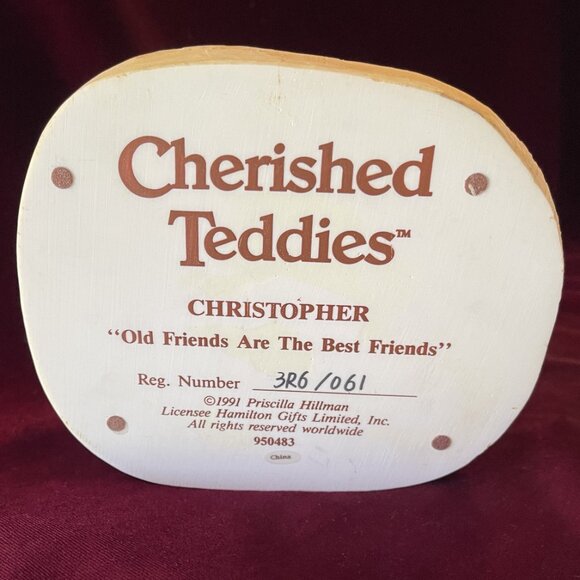 CHERISHED TEDDIES Christopher #950483 Bear with Toy Chest FIGURINE 1991  1164HT - Picture 2 of 14